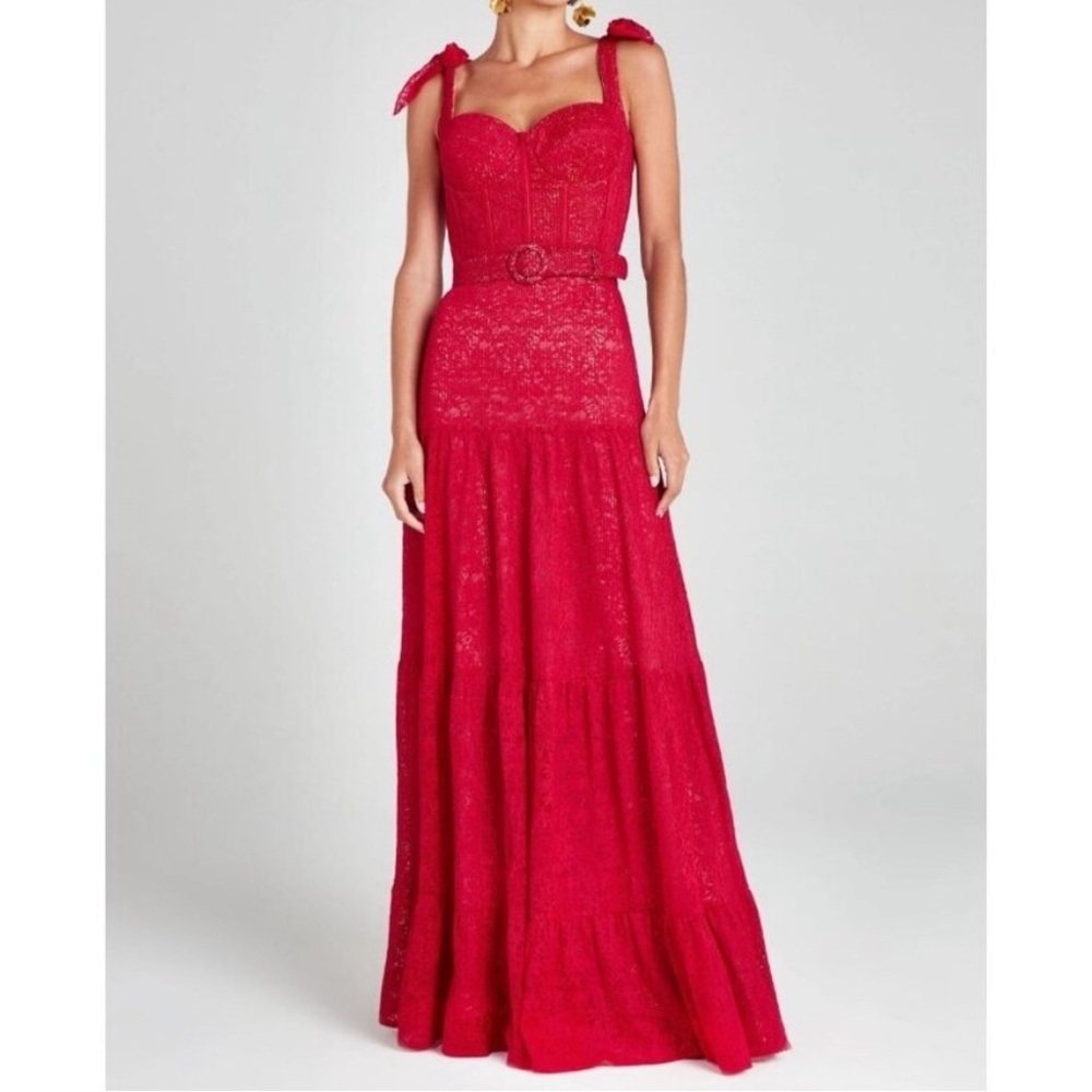 NADINE MERABI Miranda lace bustier maxi dress MISSING BELT